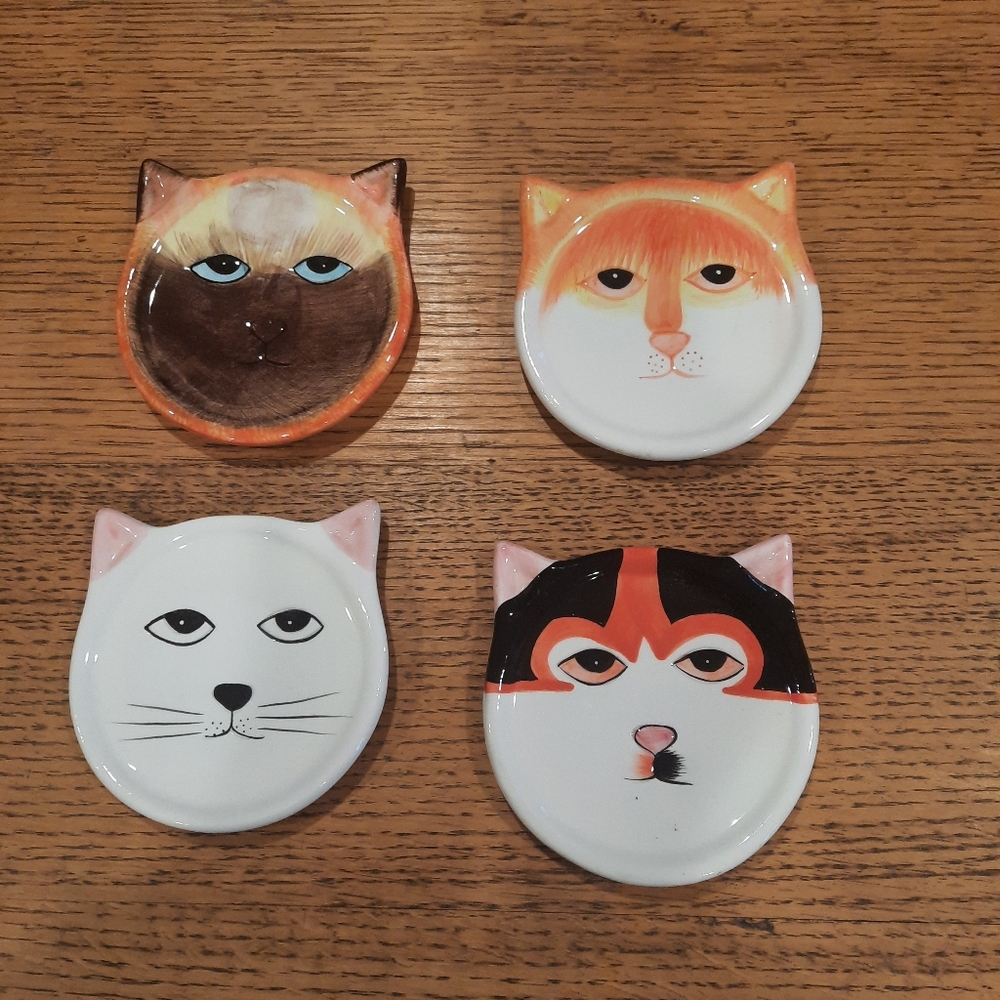 COPY - Cat coasters Bandwagon Hand Painted Ceramic 4” Vintage 2001